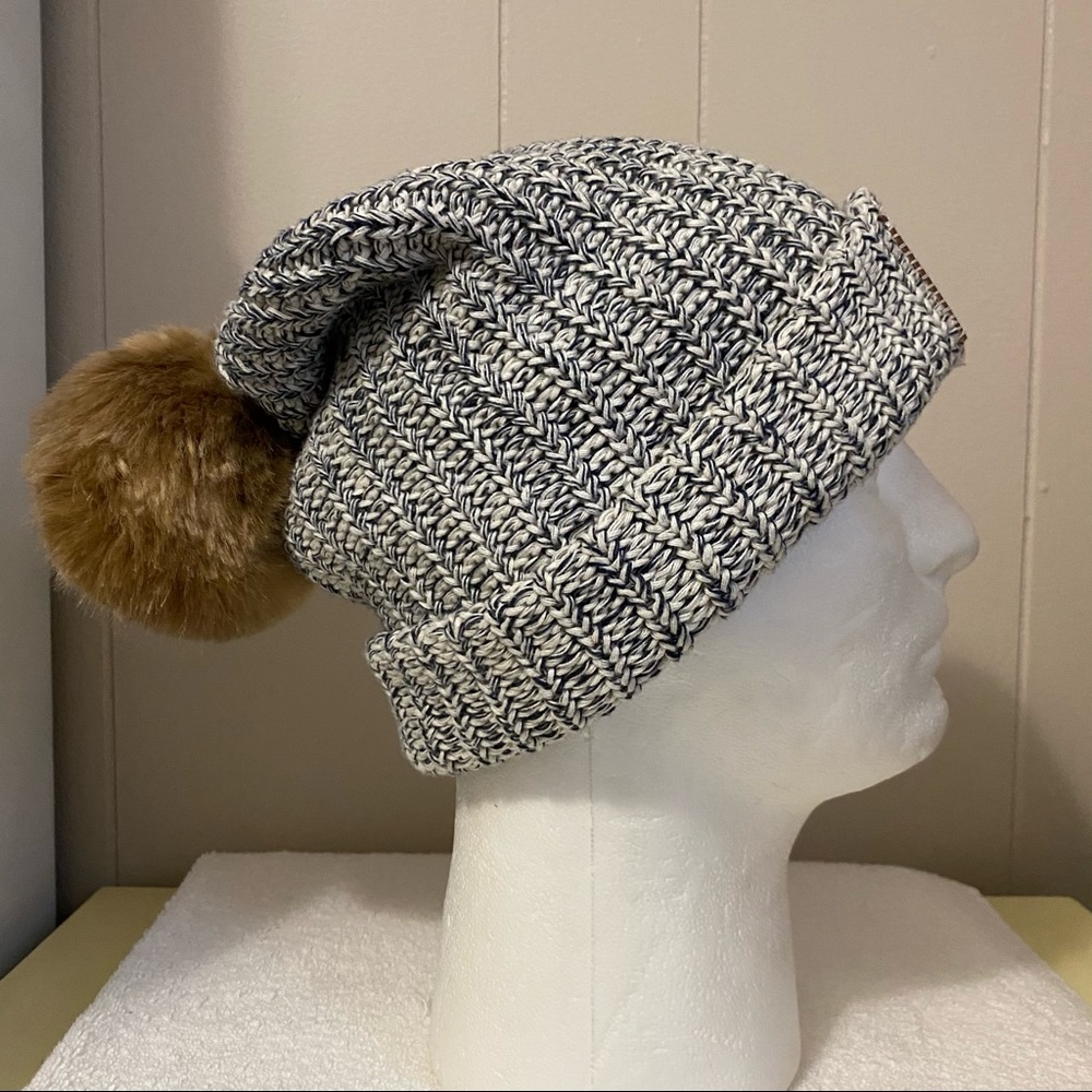 Love your melon navy and white slouch beanie hat with removable Pom Pom - Picture 1 of 6